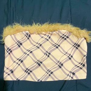 Brown fur & yellow pattern tube top